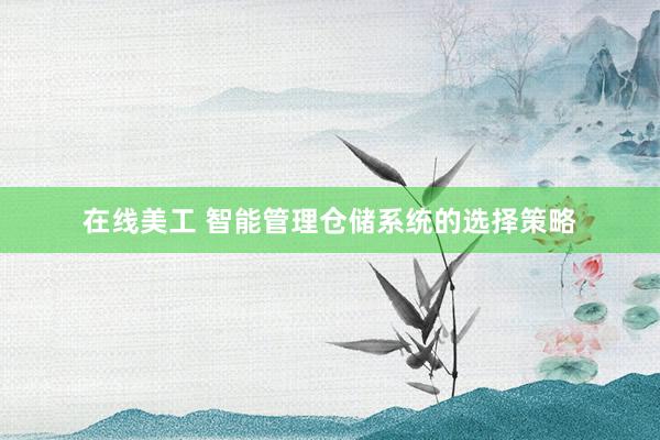 在线美工 智能管理仓储系统的选择策略