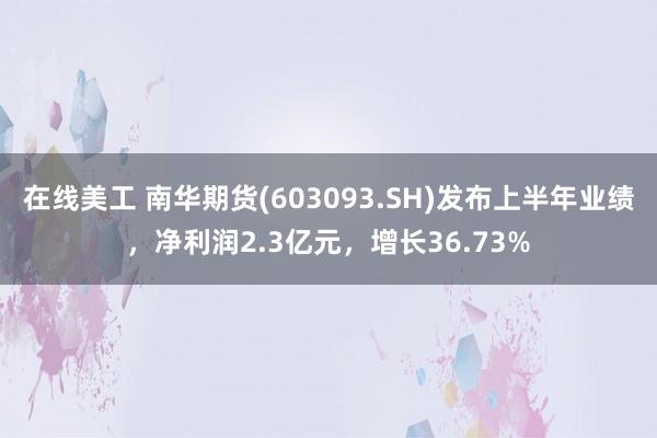 在线美工 南华期货(603093.SH)发布上半年业绩，净利润2.3亿元，增长36.73%