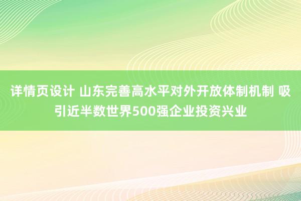 详情页设计 山东完善高水平对外开放体制机制 吸引近半数世界500强企业投资兴业