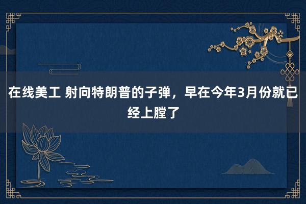 在线美工 射向特朗普的子弹，早在今年3月份就已经上膛了