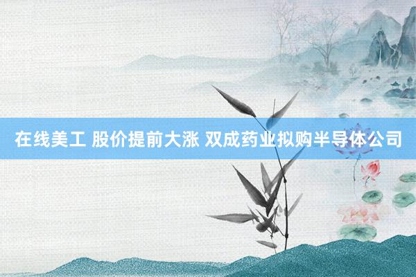 在线美工 股价提前大涨 双成药业拟购半导体公司